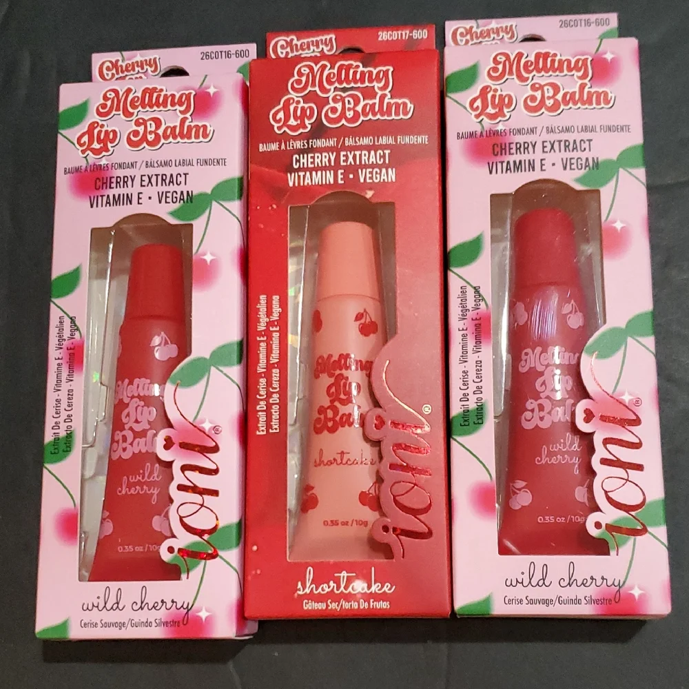 3pack‎ cherry on top cherry extract wild cherry and shortcake melting lip balms